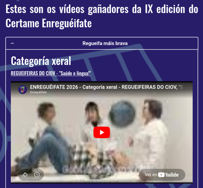 O alumnado do CIOV gañador do IX Certame Enreguéifate_marzo 2026