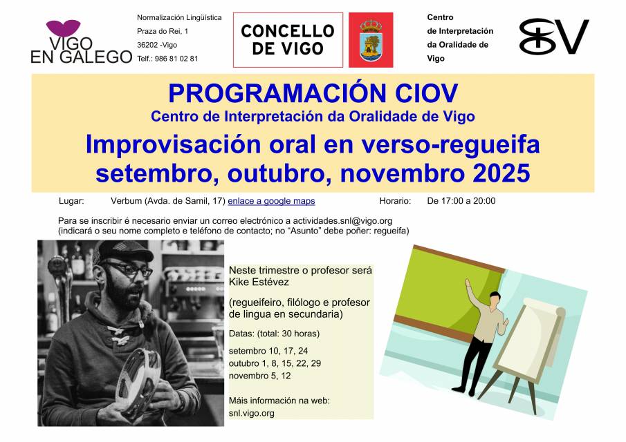 Improvisación oral en verso-regueifa con Kike Estévez_setembro, outubro e novembro 2025