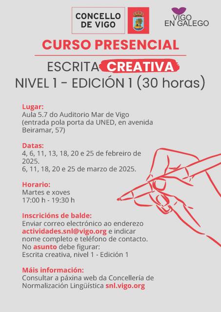 Curso de escrita creativa nivel 1 (febreiro-marzo 2025)