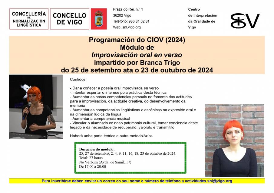 Módulo de improvisación oral en verso por Branca Trigo (setembro-outubro 2024)